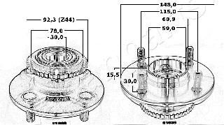 Ilustracja KK-21039 JAPANPARTS piasta koła