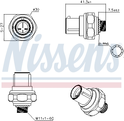 Ilustracja 301078 NISSENS przełącznik ciśnieniowy, klimatyzacja