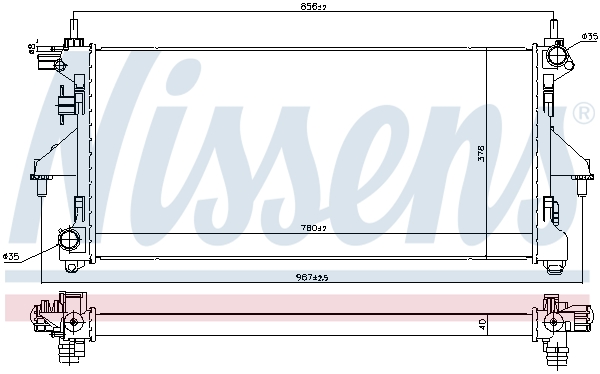 Ilustracja 606347 NISSENS chłodnica cieczy