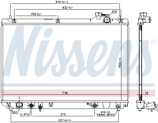 Ilustracja 606652 NISSENS chłodnica cieczy