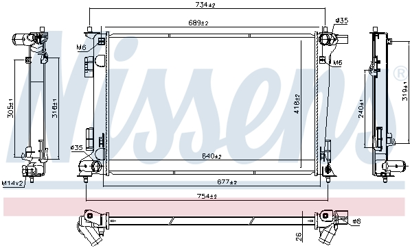 Ilustracja 606675 NISSENS chłodnica cieczy