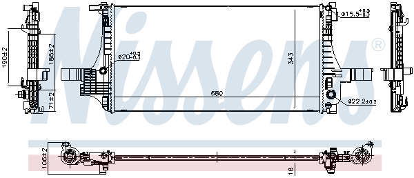 Ilustracja 607221 NISSENS chłodnica cieczy