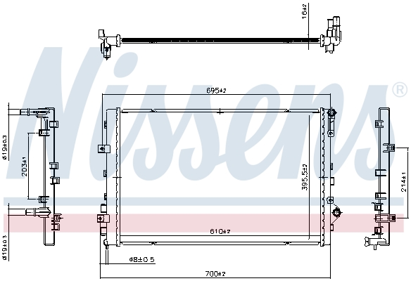 Ilustracja 607347 NISSENS chłodnica niskotemperaturowa, chłodnica pow. doładowującego