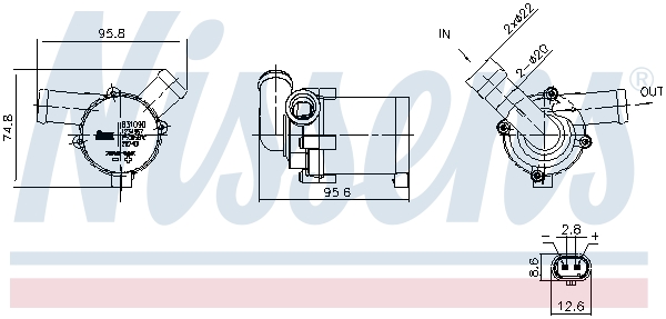 Ilustracja 831090 NISSENS dodatkowa pompa wody (obieg wody chłodzącej)