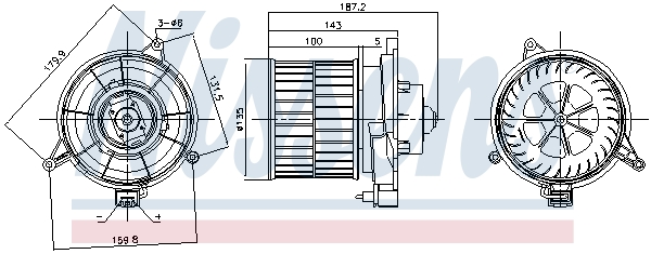 Ilustracja 87312 NISSENS wentylator wewnętrzny