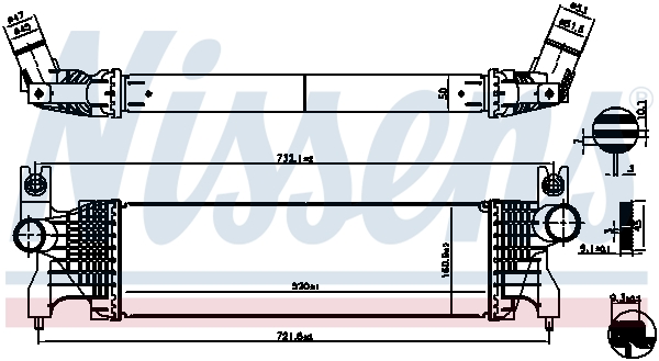 Ilustracja 961556 NISSENS chłodnica powietrza doładowującego - intercooler