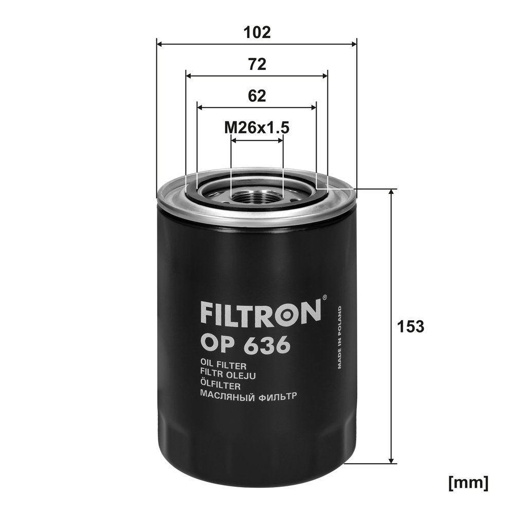 Ilustracja OP 636 FILTRON filtr oleju