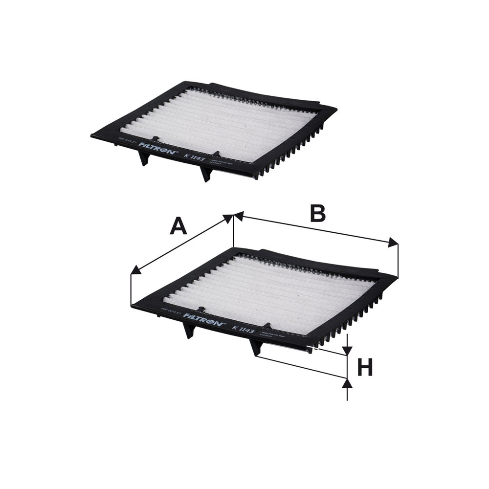 Ilustracja K 1143-2x FILTRON filtr kabinowy
