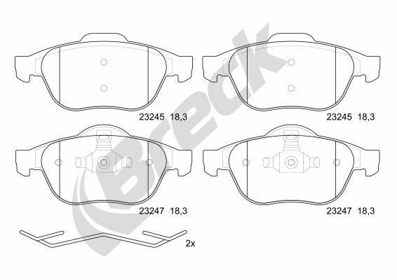 Ilustracja 23245 00 701 00 BRECK klocki hamulcowe
