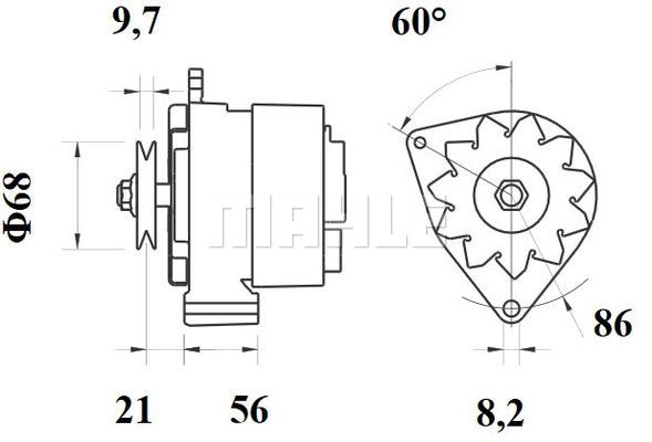 Ilustracja MG 124 MAHLE alternator