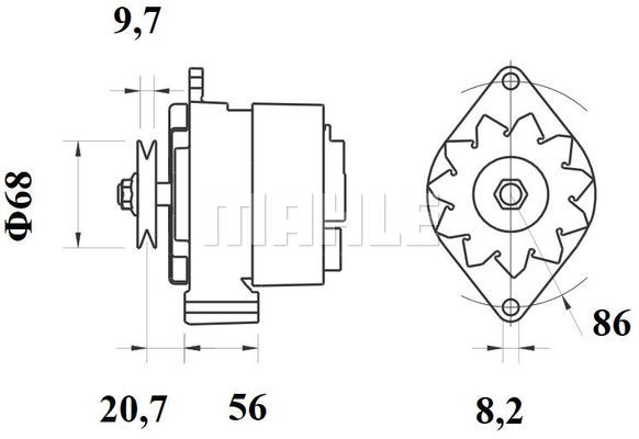 Ilustracja MG 396 MAHLE alternator