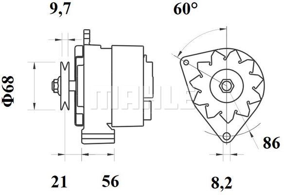 Ilustracja MG 188 MAHLE alternator