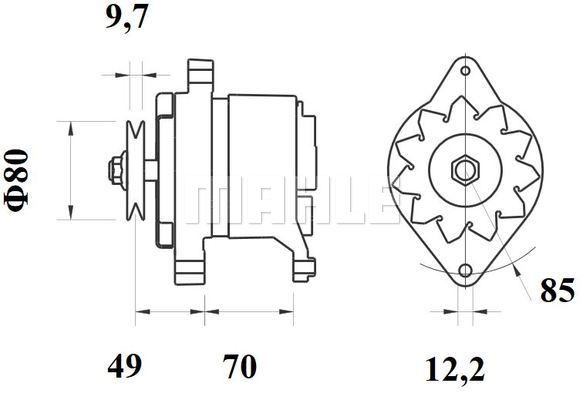 Ilustracja MG 191 MAHLE alternator