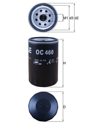 Ilustracja OC 460 MAHLE filtr oleju