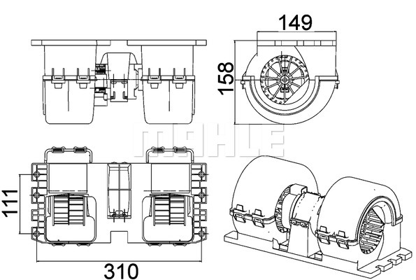 Ilustracja AB 145 000P MAHLE wentylator wewnętrzny