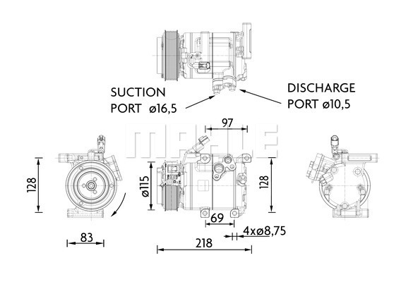 Ilustracja ACP 1467 000P MAHLE sprężarka, klimatyzacja