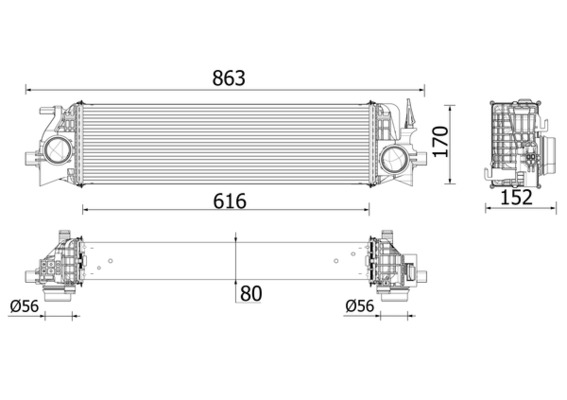 Ilustracja CI 554 000P MAHLE chłodnica powietrza doładowującego - intercooler