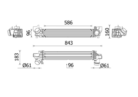 Ilustracja CI 727 000P MAHLE chłodnica powietrza doładowującego - intercooler