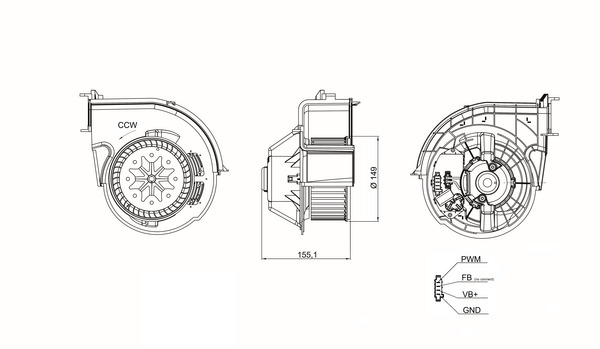 Ilustracja AB 83 000S MAHLE wentylator wewnętrzny