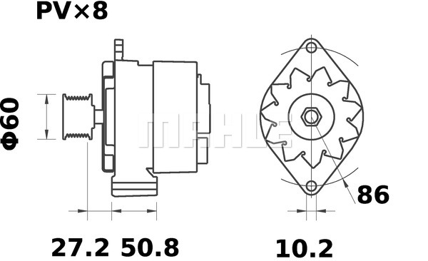 Ilustracja MG 482 MAHLE alternator