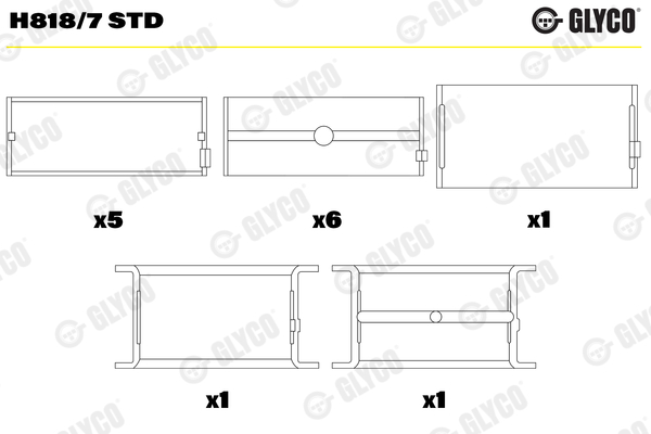 Ilustracja H818/7 STD GLYCO panewki głowne / tuleja wału