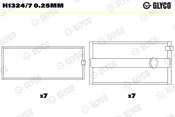 Ilustracja H1324/7 0.25mm GLYCO panewki głowne / tuleja wału