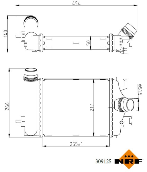 Ilustracja 309125 NRF chłodnica powietrza doładowującego - intercooler