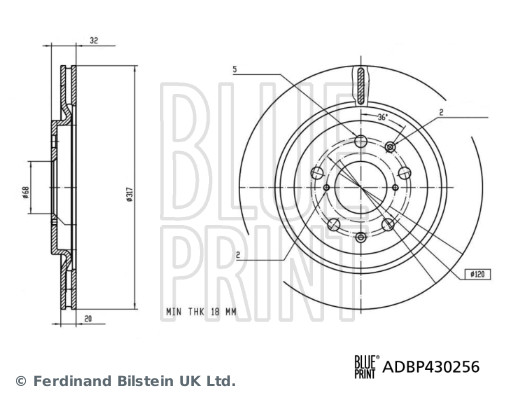 Ilustracja ADBP430256 BLUE PRINT tarcza hamulcowa