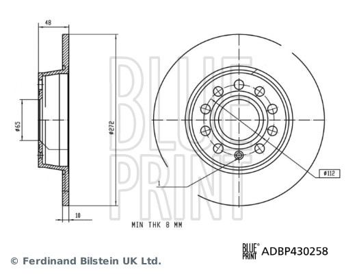 Ilustracja ADBP430258 BLUE PRINT tarcza hamulcowa