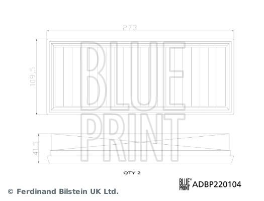 Ilustracja ADBP220104 BLUE PRINT komplet filtrów powietrza