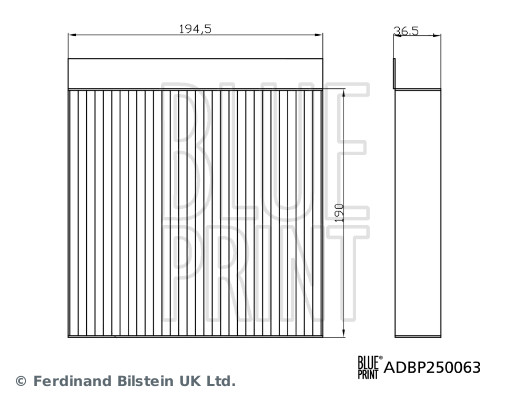 Ilustracja ADBP250063 BLUE PRINT filtr kabinowy