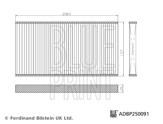 Ilustracja ADBP250091 BLUE PRINT komplet filtrów, wentylacja przestrzeńi pasażerskiej