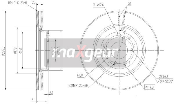 Ilustracja 19-2301 MAXGEAR tarcza hamulcowa