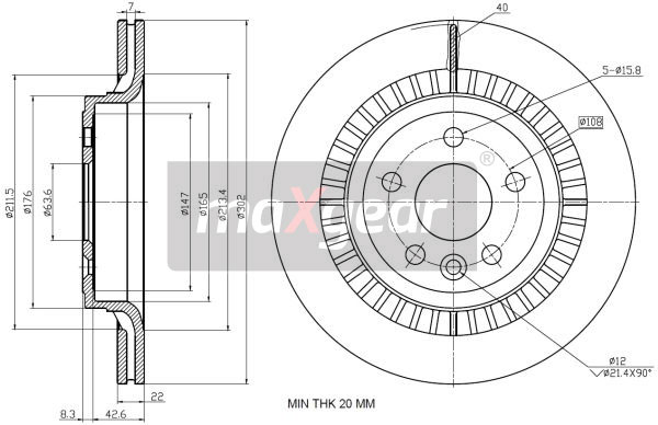 Ilustracja 19-2335 MAXGEAR tarcza hamulcowa