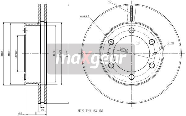 Ilustracja 19-2350 MAXGEAR tarcza hamulcowa