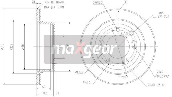 Ilustracja 19-2372 MAXGEAR tarcza hamulcowa