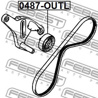 Ilustracja 0487-OUTL FEBEST rolka napinacza, pasek klinowy wielorowkowy