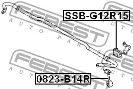 Ilustracja 0823-B14R FEBEST łącznik stabilizatora