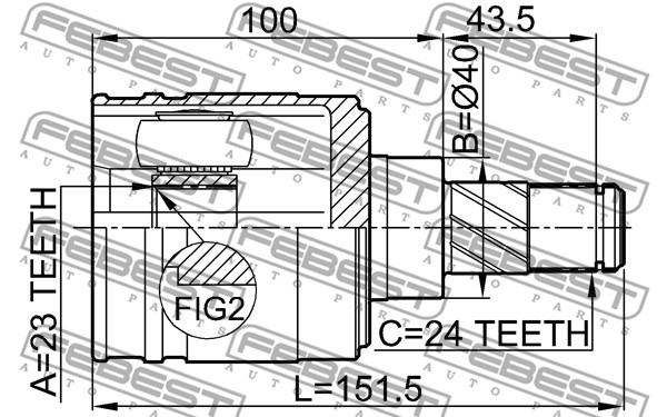 Ilustracja 0211-N16JP FEBEST zestaw przegubu, wał napędowy