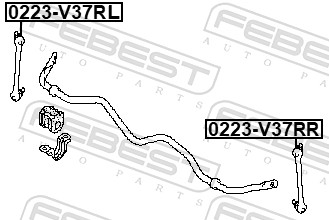Ilustracja 0223-V37RL FEBEST łącznik stabilizatora
