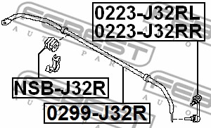 Ilustracja 0299-J32R FEBEST stabilizator, zawieszenie