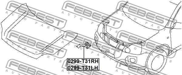 Ilustracja 0299-T31RH FEBEST zawias, maska