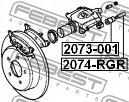 Ilustracja 2074-RGR FEBEST sworzeń prowadzący, zacisk hamulca