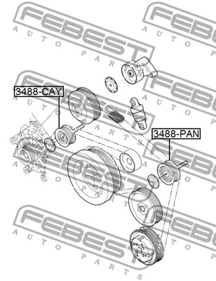 Ilustracja 3488-PAN FEBEST rolka kierunkowa / prowadząca, pasek klinowy zębaty