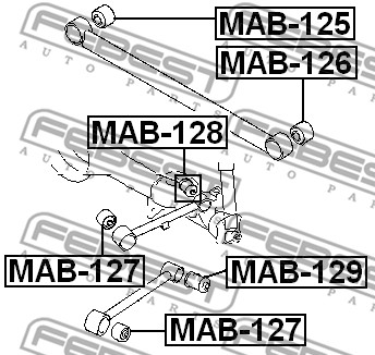 Ilustracja MAB-128 FEBEST tuleja wahacza / poduszka wahacza