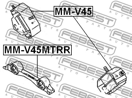 Ilustracja MM-V45MTRR FEBEST poduszka silnika / mocowanie