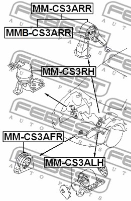 Ilustracja MMB-CS3ARR FEBEST poduszka silnika / mocowanie