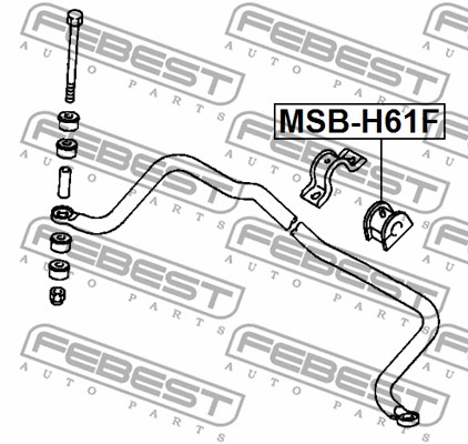 Ilustracja MSB-H61W FEBEST guma stabilizatora / obejma
