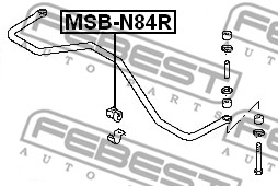 Ilustracja MSB-N84R FEBEST guma stabilizatora / obejma