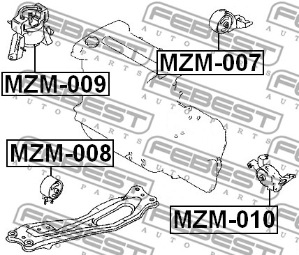 Ilustracja MZM-008 FEBEST poduszka silnika / mocowanie